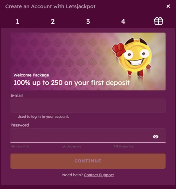 Registreer je bij LetsJackpot Casino